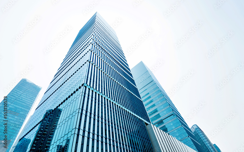 Low angle view of business skyscrapers in China