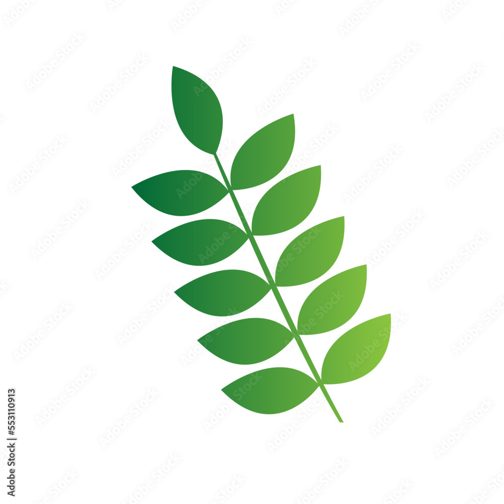 Green Gradient Vector Leaves Illustration Icon 