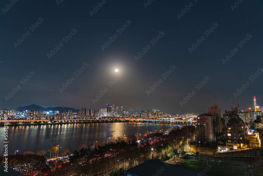 Night view of river front of Seoul, Gangnamgu, Seoul, Korea