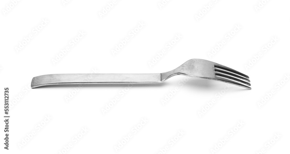 Old used fork close up on isolated white background Old used fork close up on isolated white background