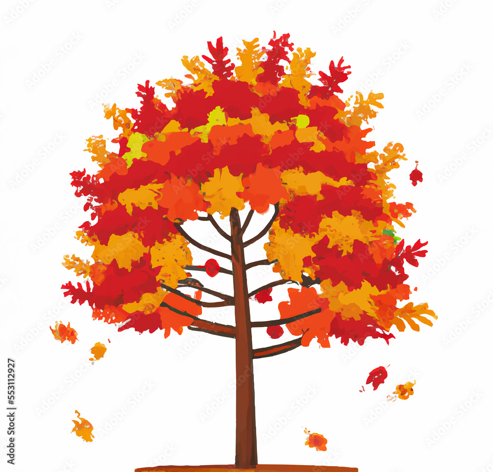 A tree with colorful leaves in the fall. Artistic natural scenery. Vintage pastel colors