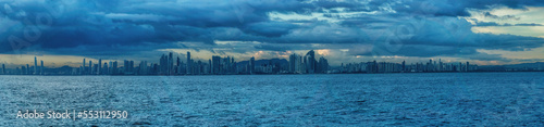 Dramatic sky over the beautiful skyline of Panama city © atosan