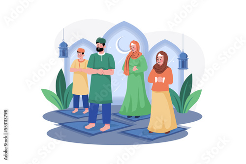 Eid Mubarak Illustration concept on white background