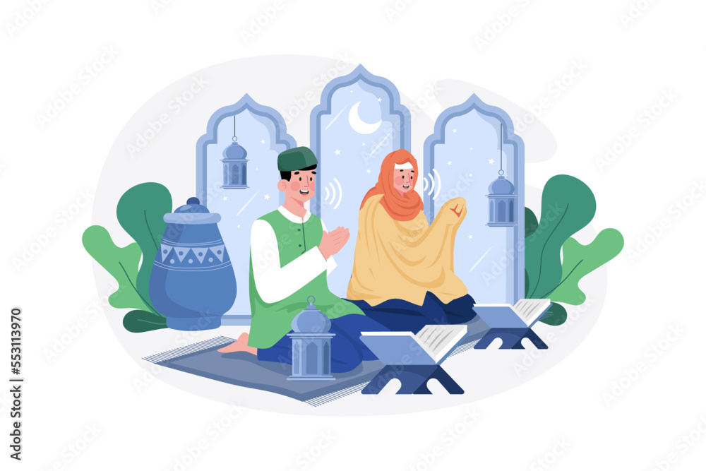 Eid Mubarak Illustration concept on white background Eid Mubarak Illustration concept on white background