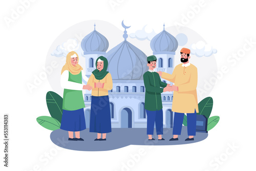 Eid Mubarak Illustration concept on white background