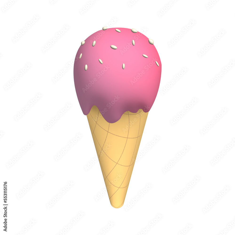 Strawberry sundae ice cream 3d illustration. Strawberry sundae ice cream 3d illustration.