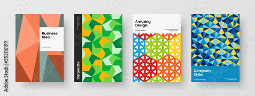 Minimalistic geometric shapes poster concept collection. Abstract brochure design vector layout composition.
