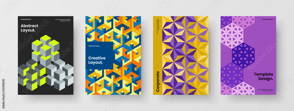 Modern company brochure design vector concept composition. Original mosaic shapes corporate identity illustration collection. Modern company brochure design vector concept composition. Original mosaic shapes corporate identity illustration collection.