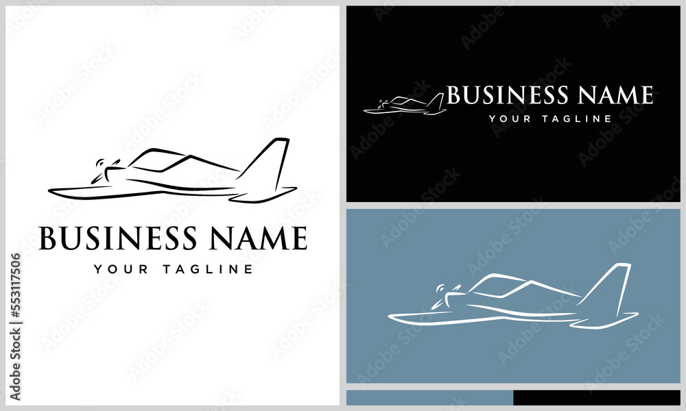 line art plane logo template