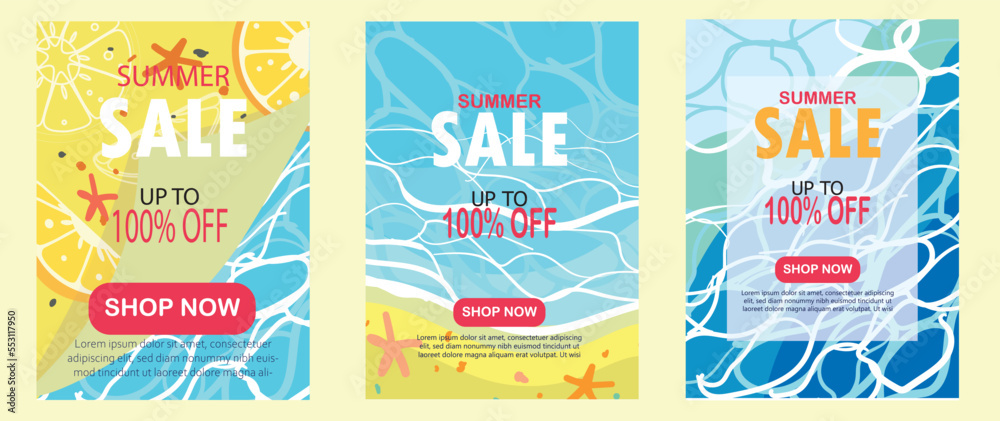 Naklejka premium set of summer banner for sale