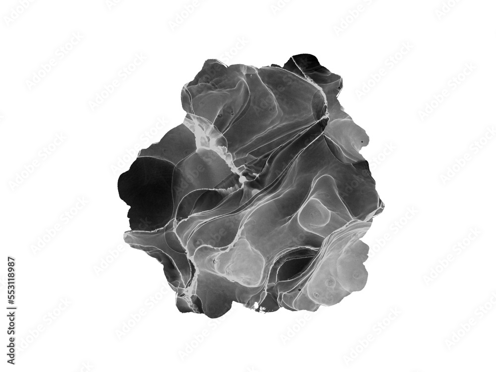 Fototapeta premium Abstract grunge smudge with black brush strokes and splashes, smoke texture edge, paint mark, contrast, monochrome, alcohol ink texture inside, contrast, minimal, isolated element 