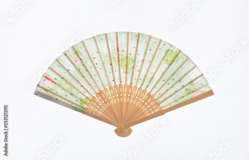 paper japanese fan isolated on white background