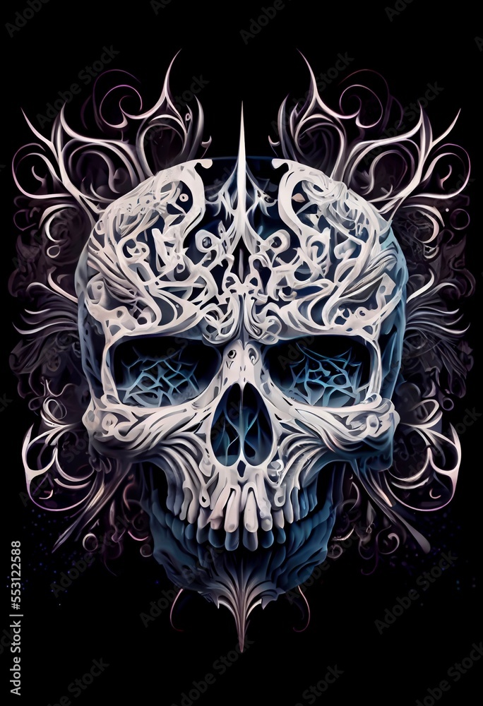 Generative AI abstract render of a human skull Generative AI abstract render of a human skull