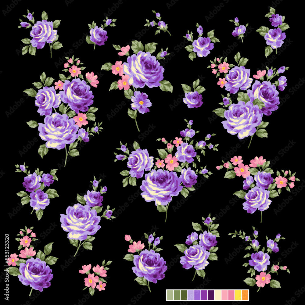 Beautiful rose illustration material collection,