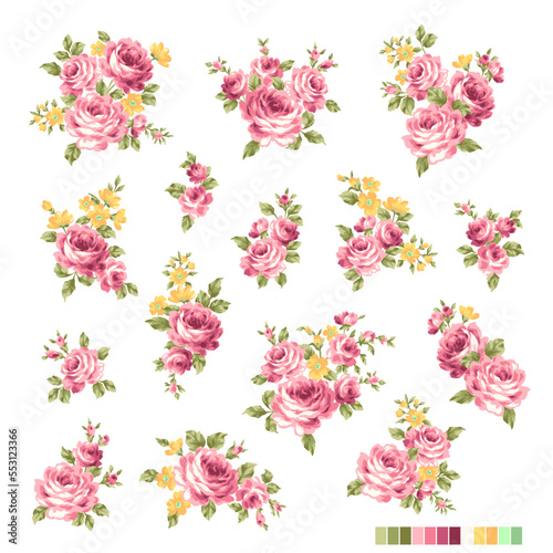 Beautiful rose illustration material collection,