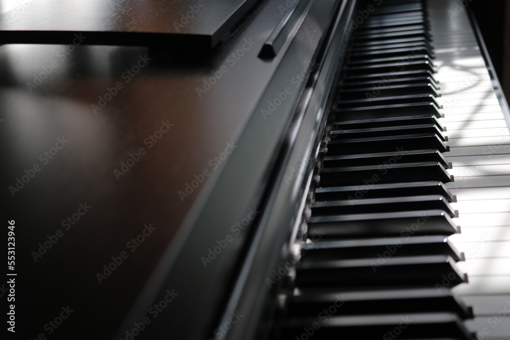 Sunlight on Piano, keyboard close up instrument playing music, practing and celebrate. Hope Sunlight on Piano, keyboard close up instrument playing music, practing and celebrate. Hope