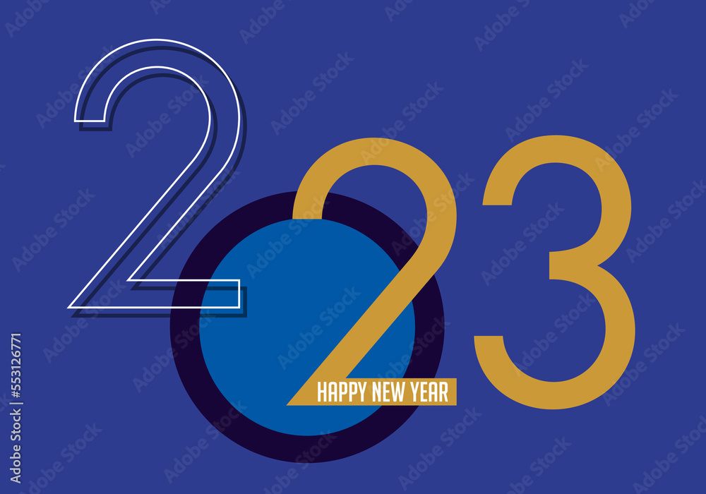 Obraz premium Carte de vœux 2023 pour souhaiter une bonne et heureuse année avec un graphisme original qui symbolise la compétence et la réussite d’une entreprise.