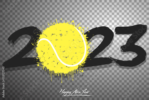 Happy New Year 2023 and tennis ball