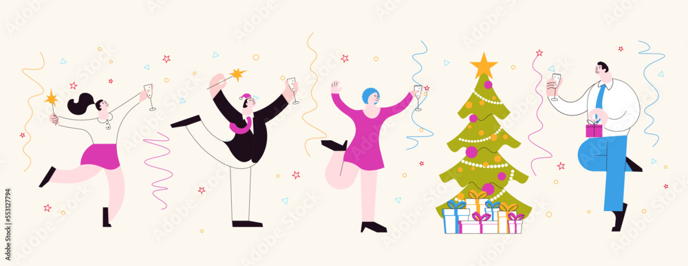 Horizontal banner template of Christmas office party. Horizontal banner template of Christmas office party.