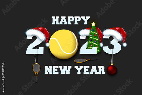 Happy New Year 2023 and tennis ball