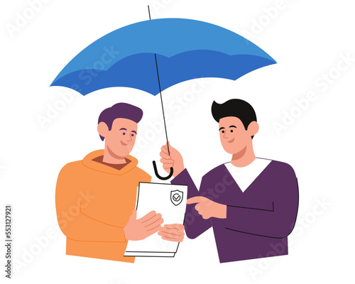 Client and broker holding a insurance agreement