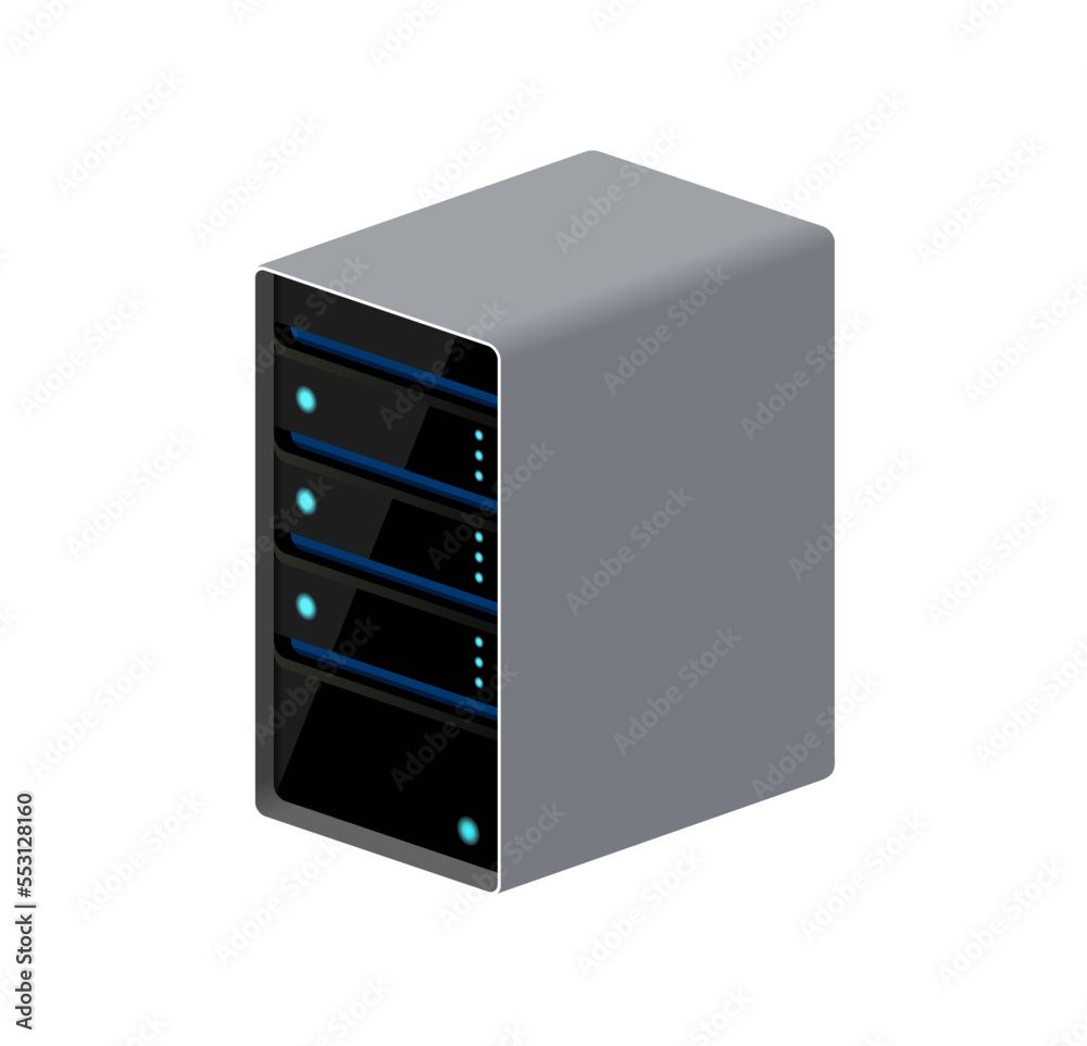 Server icon. Network computer. Desktop folder icons. New window ...