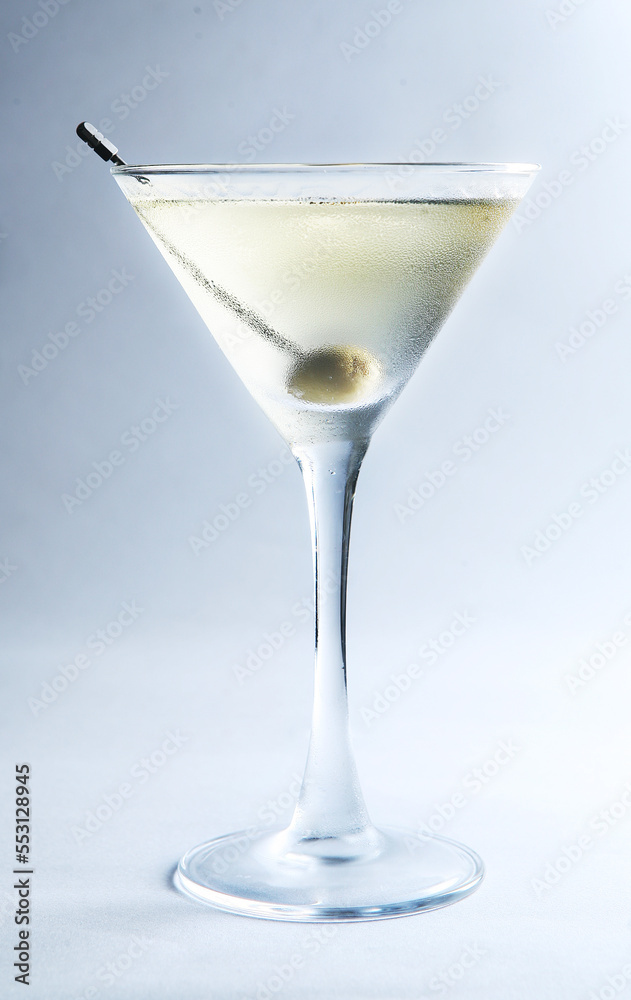 dry martini in front of white background