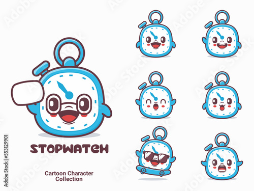 stopwatch character. cartoon vector illustration