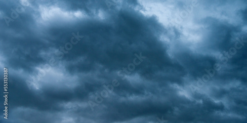 Dark and dramatic storm clouds on the sky