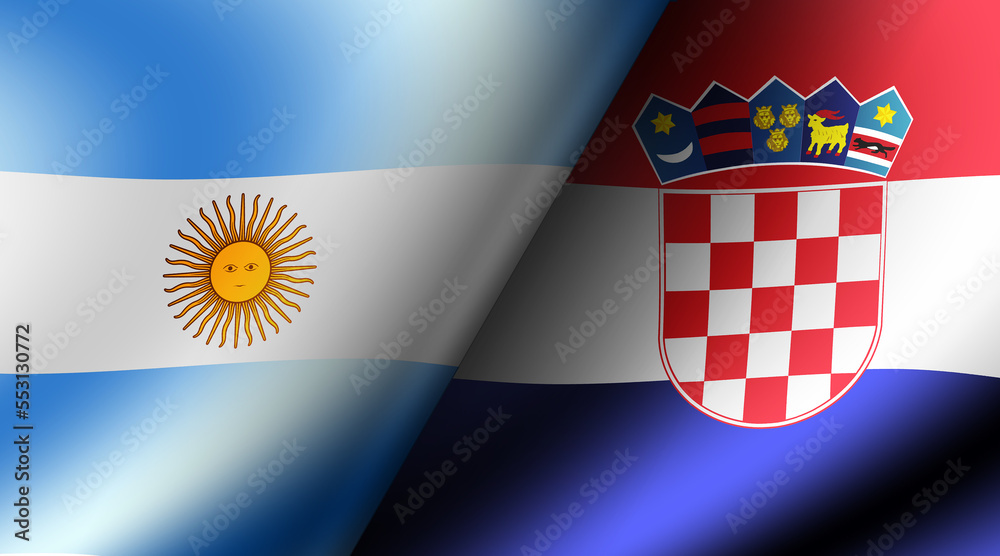 Naklejka premium Football 2022 | Knockout Round Match Cards ( Argentina VS Croatia ) | semifinals