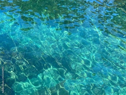 Beautiful sea turquoise clear water surface.