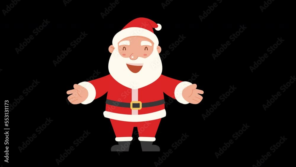 Cute Santa Claus standing open palm and laugh with happiness in Cartoon animation character, drawing the fat man with white beard wearing red clothes for use in New year festival concept with Alpha Cute Santa Claus standing open palm and laugh with happiness in Cartoon animation character, drawing the fat man with white beard wearing red clothes for use in New year festival concept with Alpha