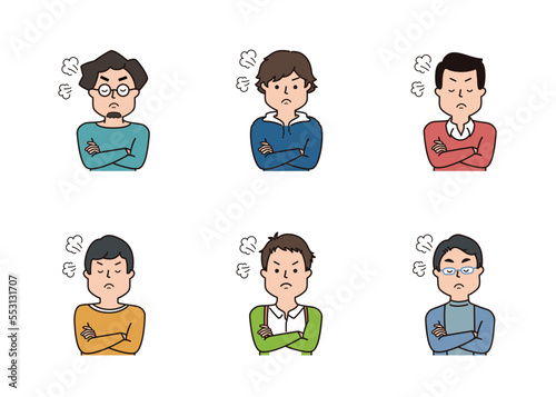 男性の表情アイコン　怒った表情