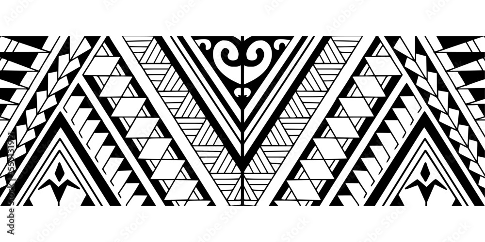 Wrap around arm polynesian tattoo design. Pattern aboriginal samoan