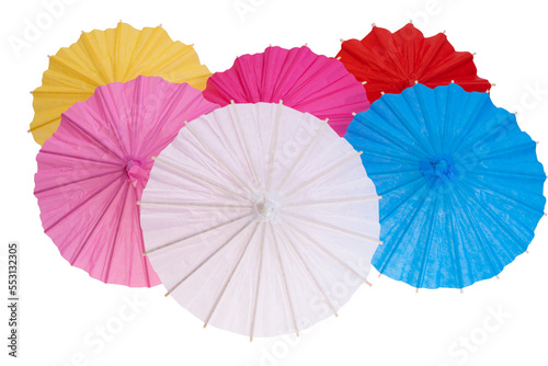 colored paper japanese umbrellas isolated