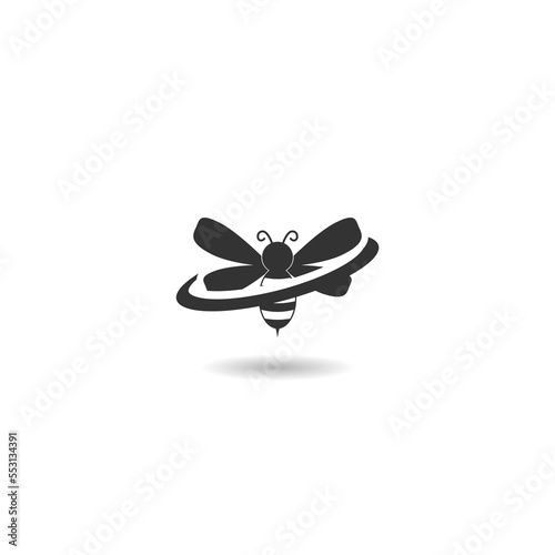 Bee circle logo icon with shadow