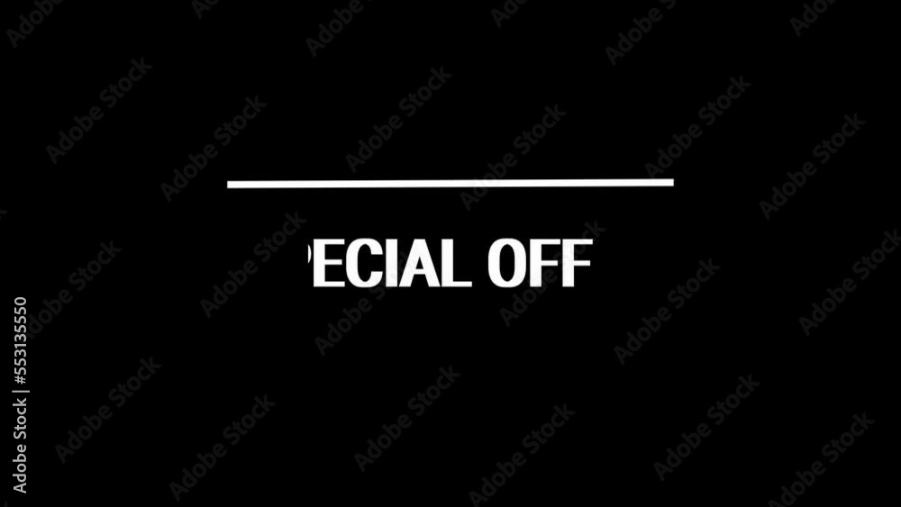 Special Offer title reveal animation. Text design animation. Isolated on black background Special Offer title reveal animation. Text design animation. Isolated on black background