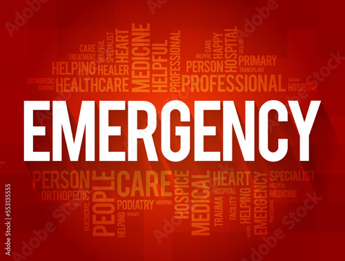 Emergency word cloud collage, healthcare concept background