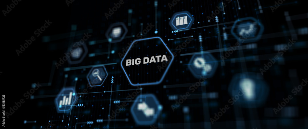 Big data abstract world and globe icon. Big Data symbol and modern interface