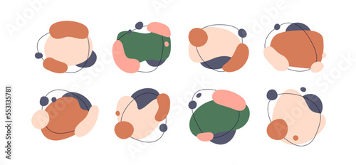 Abstract organic shapes set. Fluid dynamic blob elements. Simple irregular li...