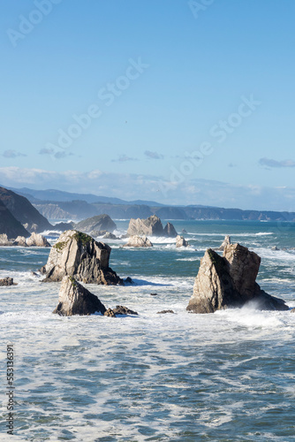 The cliffs of El Silencio Gavieira, near Cudillero, Asturias, Spain photo