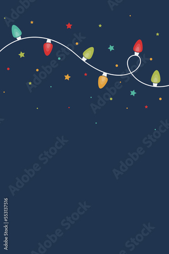 Chain of Christmas lights. Greeting card template. Vector illustration © Karolina Madej