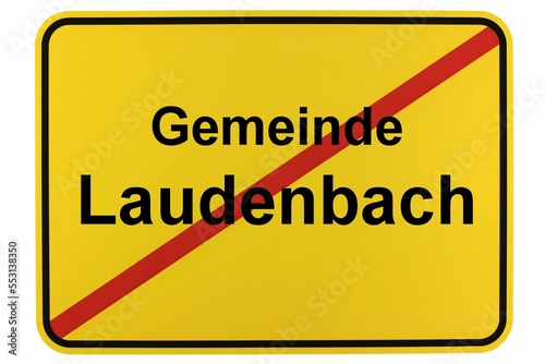 Illustration eines Ortsschildes der Gemeinde Laudenbach in Baden-Württemberg photo