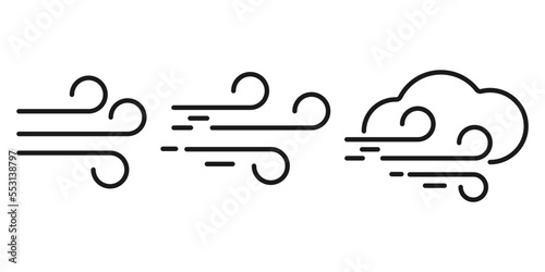 Wind icon Vector isolated on background. air line style design for infographic banner and website design. Set windy symbols logo vector illustration.