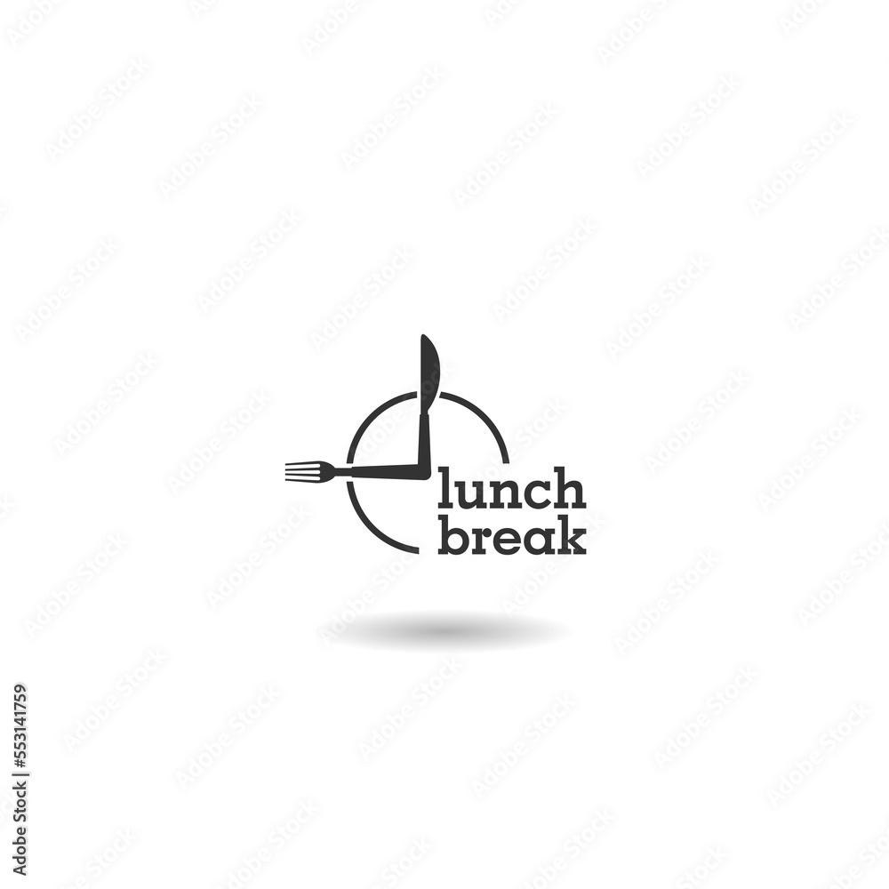 Lunch break icon logo with shadow