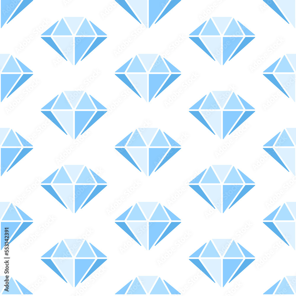 Blue diamonds seamless pattern. Stylized blue elements on white background. Best for web, print, logo creating and branding design.