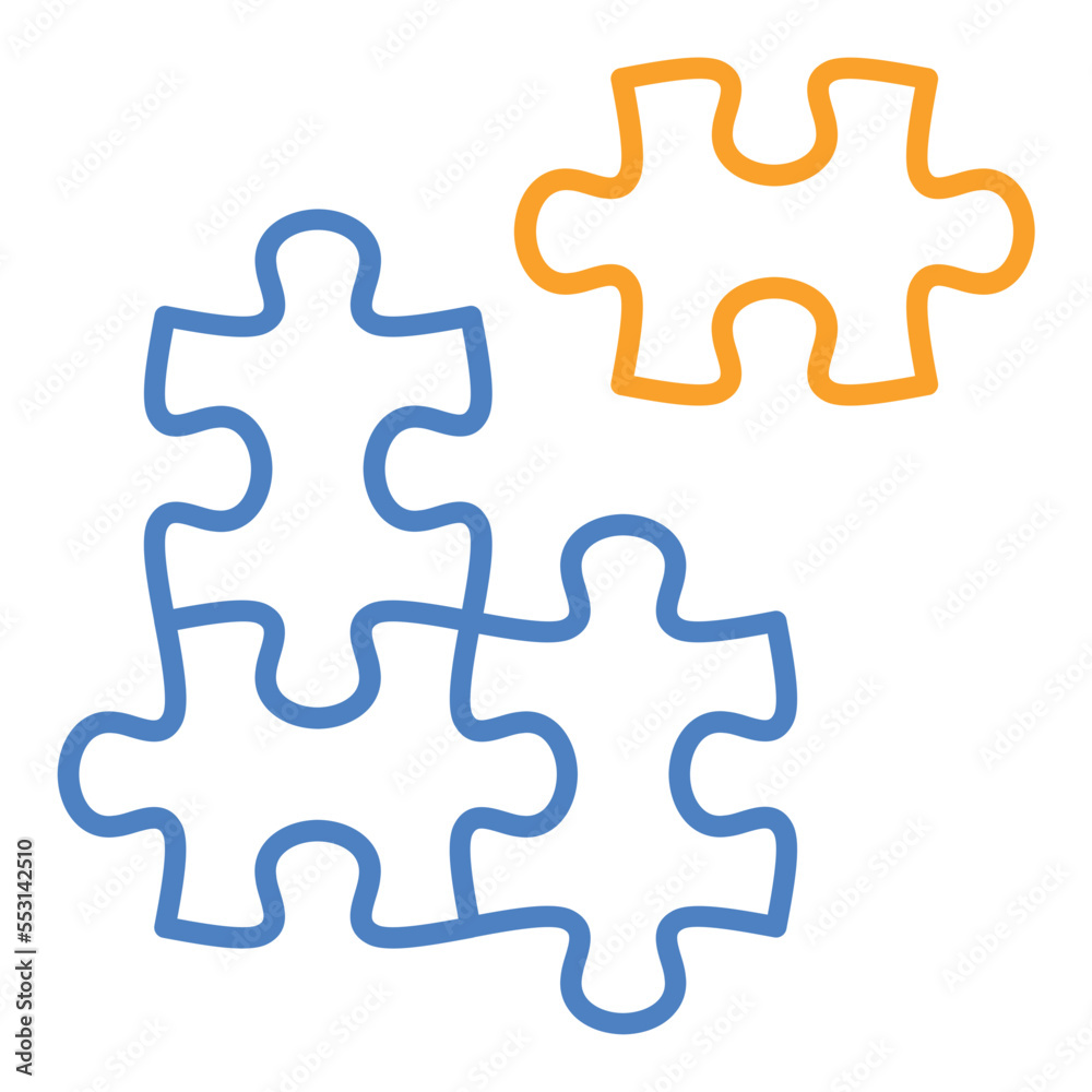 Puzzle Blue And Orange Line Icon Puzzle Blue And Orange Line Icon