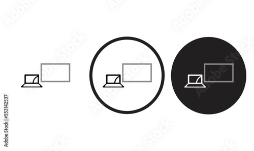 pc screen only icon black outline for web site design 
and mobile dark mode apps 
Vector illustration on a white background