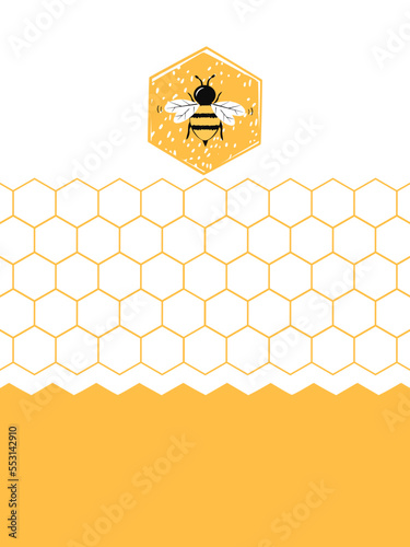 Beehive honeycomb with bee cartoons on white background vector illustration.