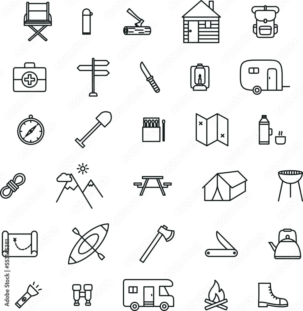 camping icons collection camping icons collection
